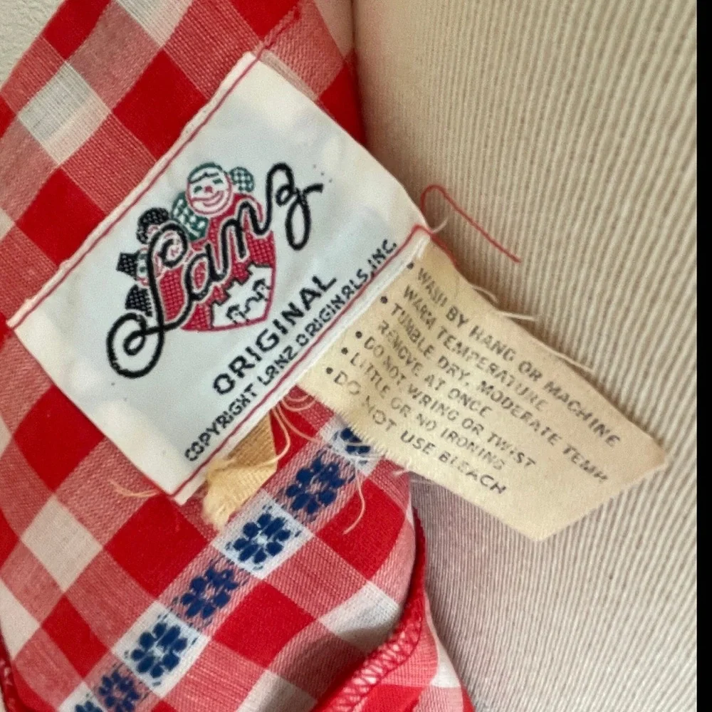 *sold*1970s Vintage LANZ ORIGINALS Red White and Blue Gingham Halter Maxi Dress - Picture 7 of 10
